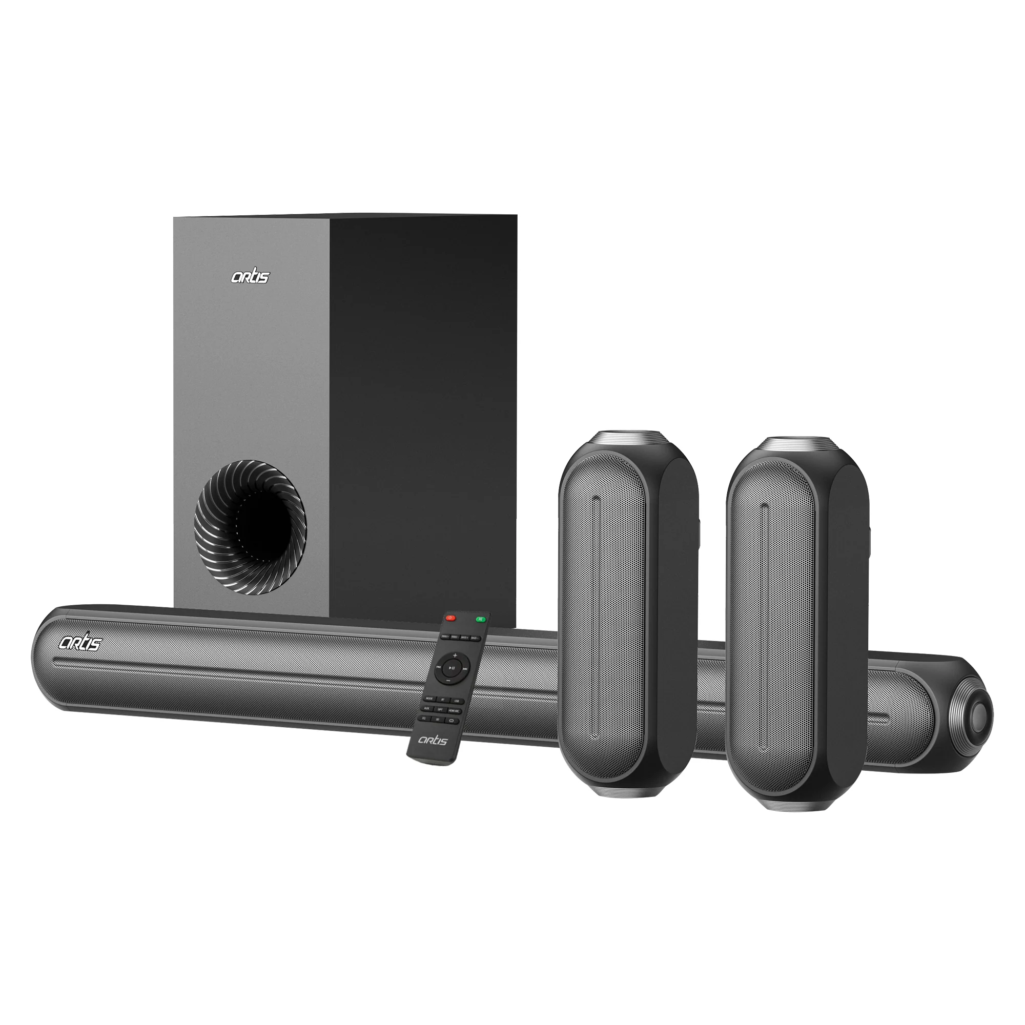 SoundHub 510 500W 5.1 Channel wireless Bluetooth Sound bar with wired Subwoofer & 2 Satellite speaker